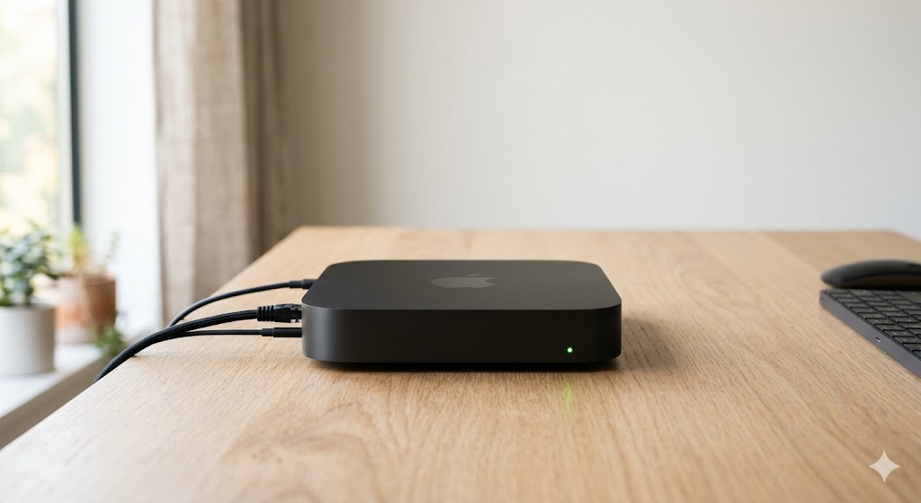 Mac Mini on a desk running Agent Station